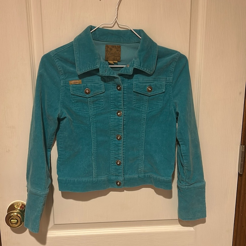 Candies Girls, Size L, Teal Blue Corduroy Jeans Jacket